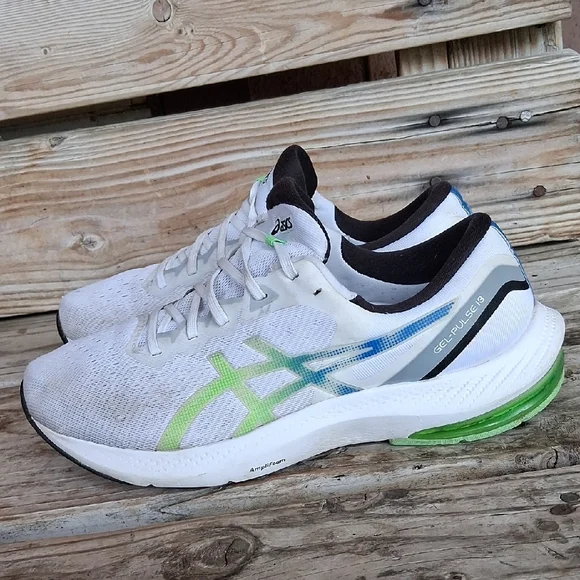 ASICS Gel-Pulse 13 White with Green and Blue Accents - Picture 2 of 10